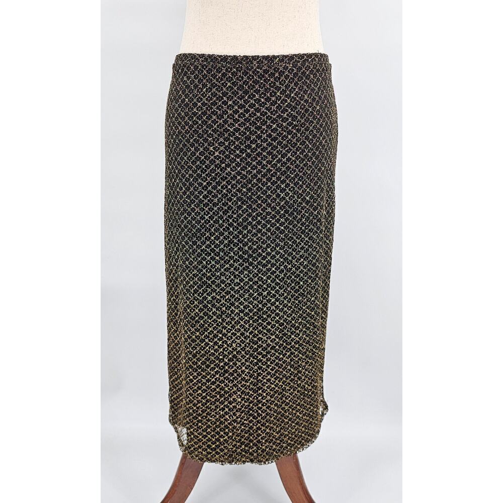 Vtg 90s/Y2K Express Women's L Black & Gold Low Rise Skirt NWT NOS - Picture 2 of 6